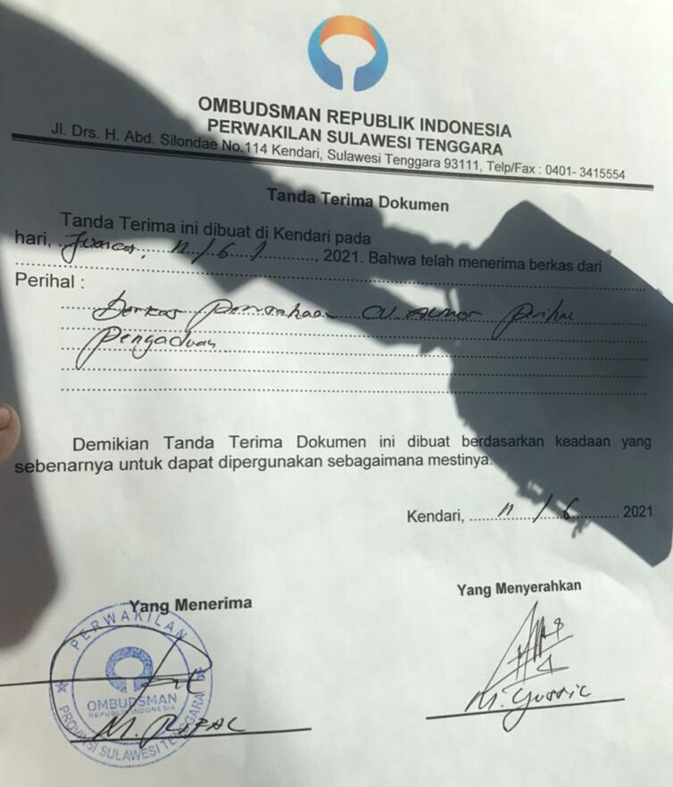 Batalkan Lelang Proyek Tanpa Alasan Jelas, ULP Kolut Diadukan ke Ombudsman Sultra