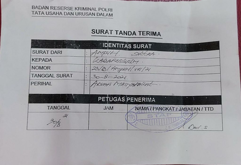 Dugaan Perusakan Hutan, Ampuh Sultra Resmi Laporkan PT. KNN ke Bareskrim Polri