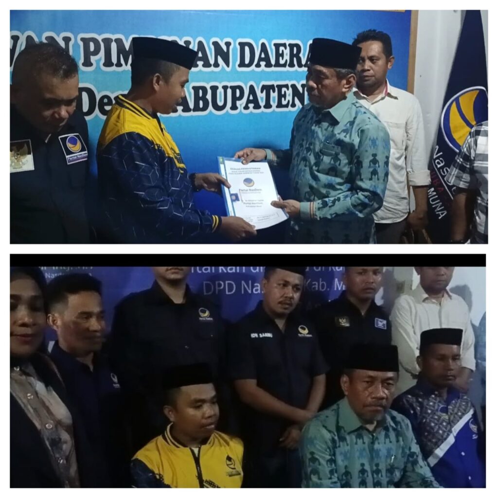 Ratusan Pendukung Dampingi Bachrun Mendaftar Calon Bupati Muna di Partai Nasdem