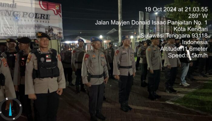 Patroli Skala Besar Operasi Mantap Praja Anoa 2024: Satgas Banops Ditpolairud Polda Sultra Laksanakan Apel Malam