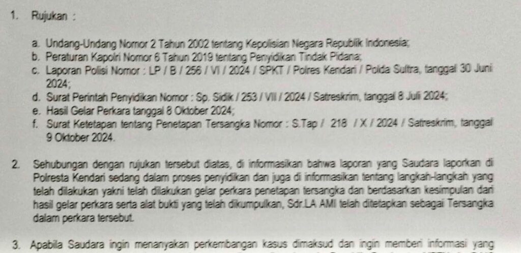 Polresta Kendari Tetapkan Anggota DPRD Sebagai Tersangka Kasus Pemalsuan Ijazah