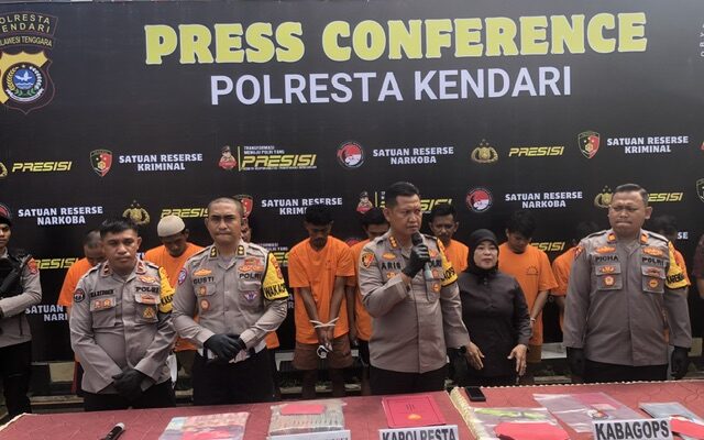 Polresta Kendari Ungkap 9 Kasus Kriminal, Tangkap 10 Tersangka Berbagai Kejahatan