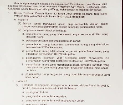 Penimbunan Laut di Kawasan Marina Tabrak Aturan, Pemda Wakatobi Sebut Pelaku Tidak Punya Etikad Baik