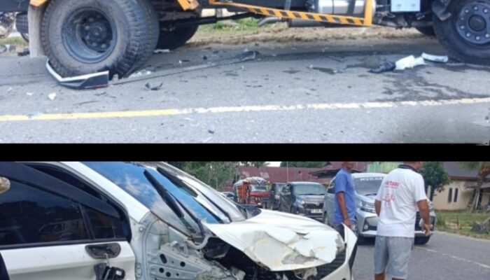 Laka Lantas di Konawe: Mobil Xenia Hilang Kendali Hingga Hantam Truk, Tiga Penumpang Dilarikan ke RS