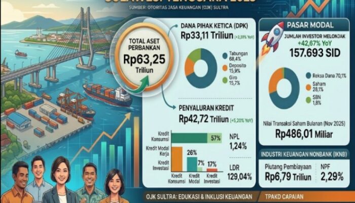 Ekonomi Sultra 2025 Solid, OJK Laporkan Pertumbuhan Aset Rp63,25 Triliun dan Lonjakan Investor