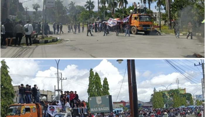 Pertanyakan Status Bupati Bombana Terkait Korupsi Jembatan Cirauci II, Ratusan Mahasiswa Kepung Kejati Sultra